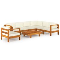 vidaXL 8-tlg. Garten-Lounge-Set mit Creme Auflagen Massivholz Akazie