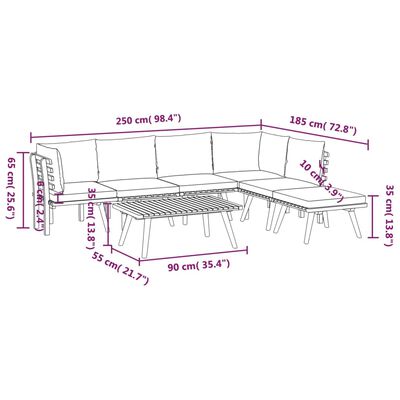 vidaXL 7-tlg. Garten-Lounge-Set mit Kissen Massivholz Akazie