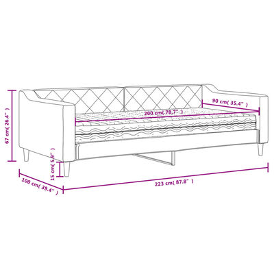 vidaXL Tagesbett mit Matratze Creme 90x200 cm Stoff