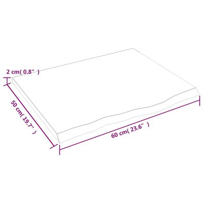 vidaXL Waschtischplatte Hellbraun 60x50x2 cm Massivholz Behandelt