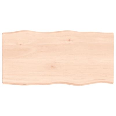vidaXL Tischplatte 100x50x2 cm Massivholz Eiche Unbehandelt Baumkante