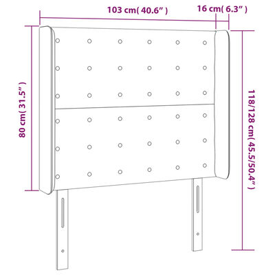 vidaXL LED Kopfteil Dunkelgrau 103x16x118/128 cm Stoff