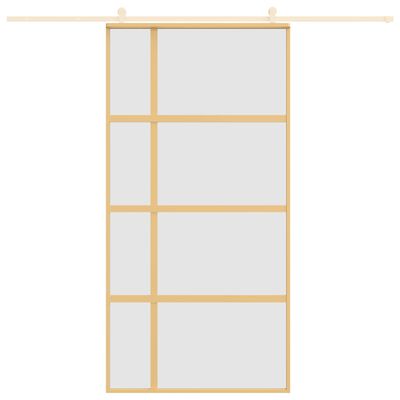 vidaXL Schiebetür Golden 102,5x205 cm Matt ESG-Glas und Aluminium