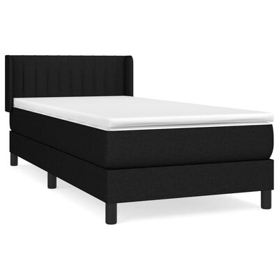 vidaXL Boxspringbett mit Matratze Schwarz 90x190 cm Stoff