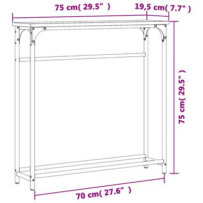 vidaXL Konsolentisch Schwarz 75x19,5x75 cm Holzwerkstoff