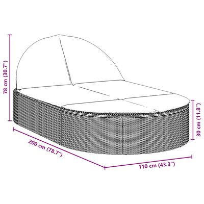 vidaXL Doppel-Sonnenliege mit Auflagen Beige Poly Rattan