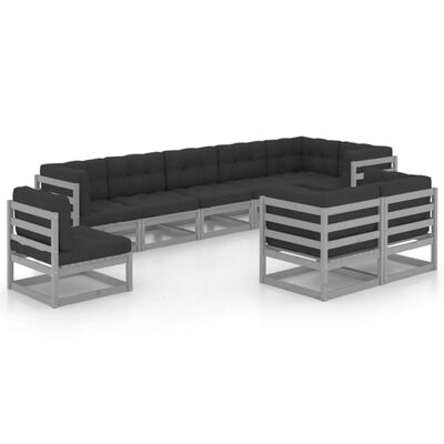 vidaXL 9-tlg. Garten-Lounge-Set mit Kissen Massivholz Kiefer