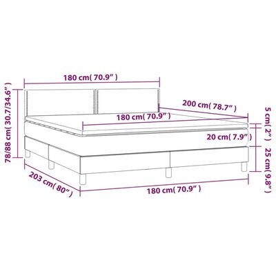 vidaXL Boxspringbett mit Matratze Grau 180x200 cm Kunstleder