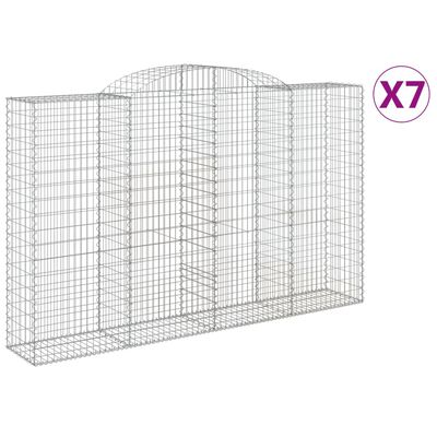 vidaXL Gabionen mit Hochbogen 7 Stk. 300x50x180/200cm Verzinktes Eisen