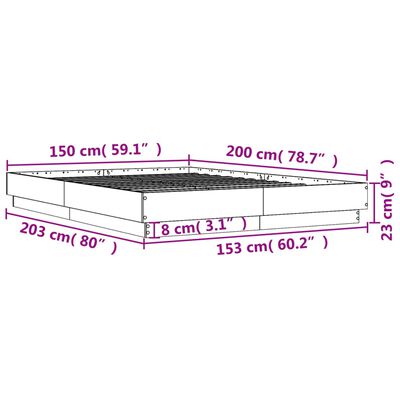 vidaXL Bettgestell mit LED Sonoma-Eiche 150x200 cm