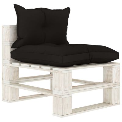 vidaXL 8-tlg. Garten-Lounge-Set Paletten mit Kissen in Schwarz Holz