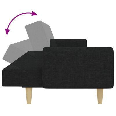 vidaXL Schlafsofa 2-Sitzer mit Fußhocker Schwarz Stoff