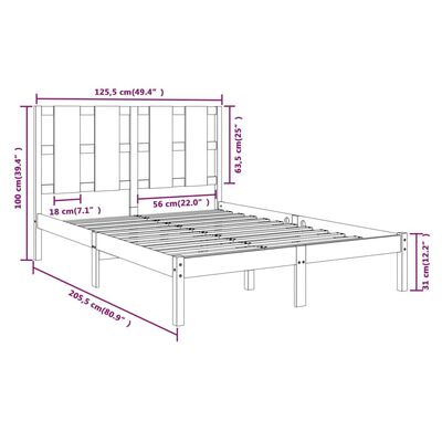 vidaXL Massivholzbett Honigbraun Kiefer 120x200 cm