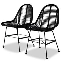 vidaXL Esszimmerstühle 2 Stk. Natur Rattan Schwarz