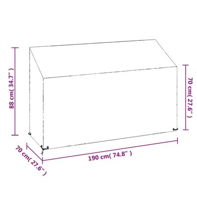 vidaXL Abdeckung für Gartenbank 8 Ösen 190x70x70/88 cm Polyethylen