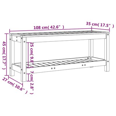 vidaXL Gartenbank 108x35x45 cm Massivholz Douglasie