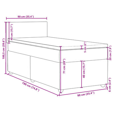 vidaXL Boxspringbett mit Matratze Dunkelgrau Stoff