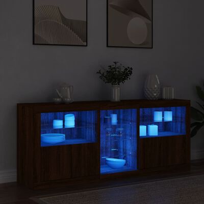 vidaXL Sideboard mit LED-Leuchten Braun Eichen-Optik 162x37x67 cm