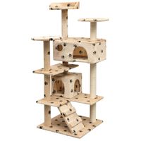 vidaXL Katzen-Kratzbaum 125 cm Pfoten-Aufdruck Beige