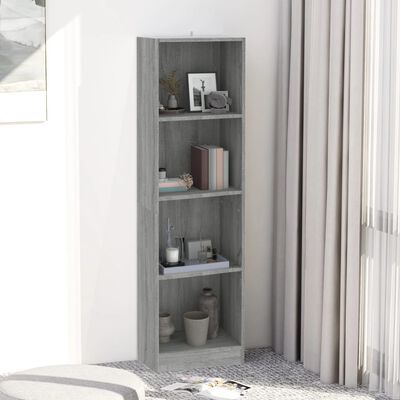 vidaXL Bücherregal 4 Fächer Grau Sonoma 40x24x143 cm Holzwerkstoff