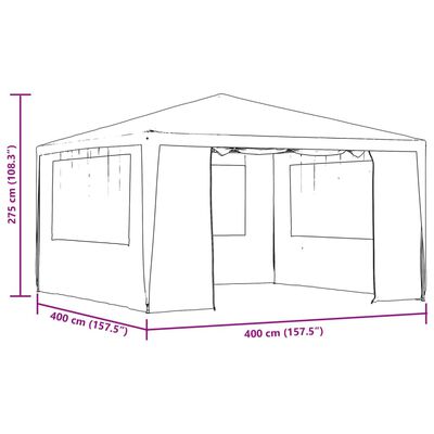 vidaXL Profi-Partyzelt mit Seitenwänden 4×4 m Weiß 90 g/m²