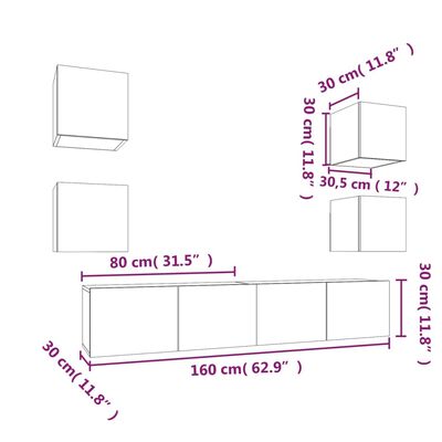 vidaXL 6-tlg. TV-Schrank-Set Sonoma-Eiche Holzwerkstoff