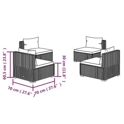 vidaXL 4-tlg. Garten-Lounge-Set mit Kissen Poly Rattan Grau