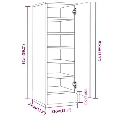 vidaXL Schuhregal Grau Sonoma 32x35x92 cm Holzwerkstoff