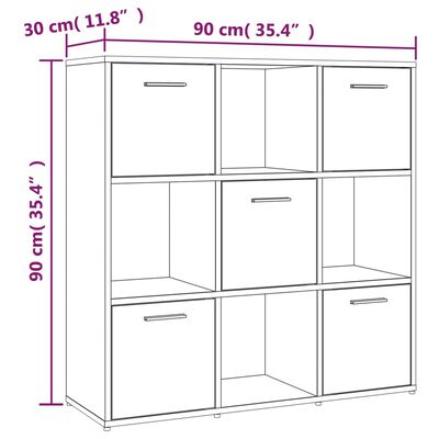 vidaXL Bücherregal Räuchereiche 90x30x90 cm Holzwerkstoff