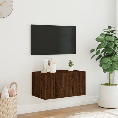 vidaXL TV-Wandschrank mit LED-Leuchten Braun Eichen-Optik 60x35x31 cm