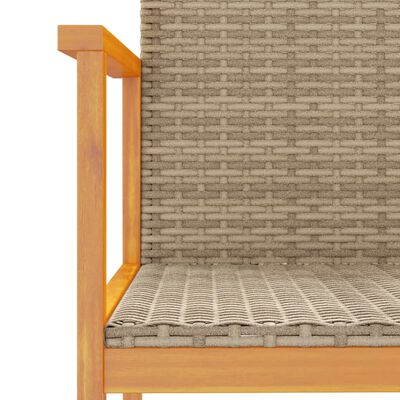 vidaXL Gartenstühle 2 Stk. Beige Poly Rattan und Massivholz