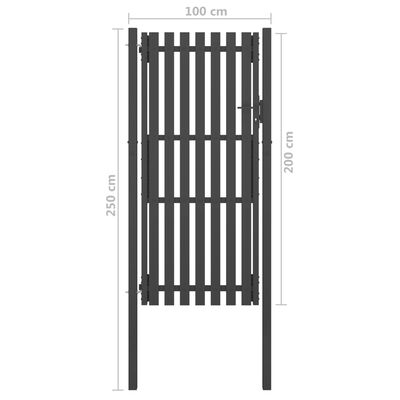 vidaXL Gartentor Stahl 1x2,5 m Anthrazit