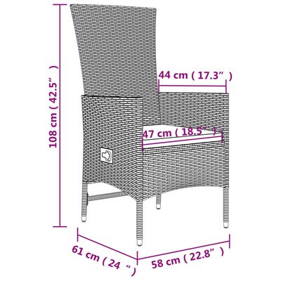 vidaXL 3-tlg. Garten-Essgruppe mit Kissen Beige Poly Rattan