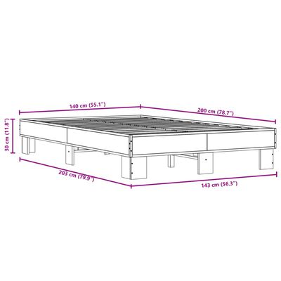 vidaXL Bettgestell Schwarz 140x200 cm Holzwerkstoff und Metall