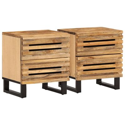 vidaXL Nachttische 2 Stk. 40x34x46 cm Raues Mangoholz