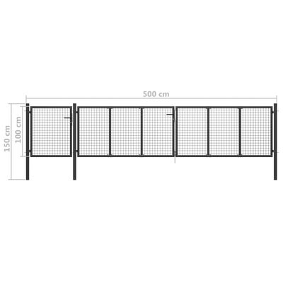 vidaXL Gartentor Stahl 500×100 cm Anthrazit