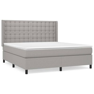 vidaXL Boxspringbett mit Matratze Hellgrau 160x200 cm Stoff