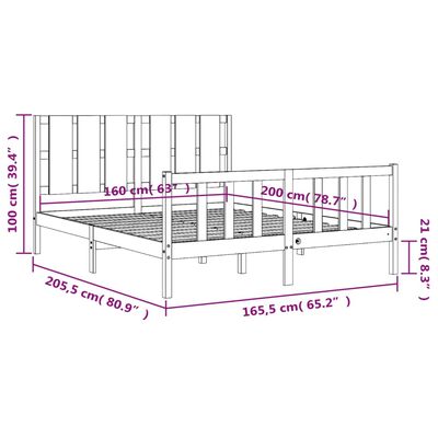 vidaXL Massivholzbett mit Kopfteil Weiß 160x200 cm