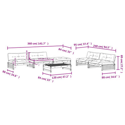 vidaXL 6-tlg. Garten-Lounge-Set mit Kissen Massivholz