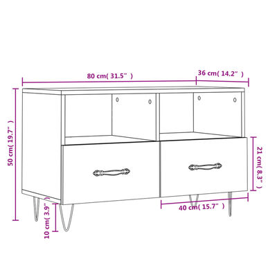 vidaXL TV-Schrank Grau Sonoma 80x36x50 cm Holzwerkstoff