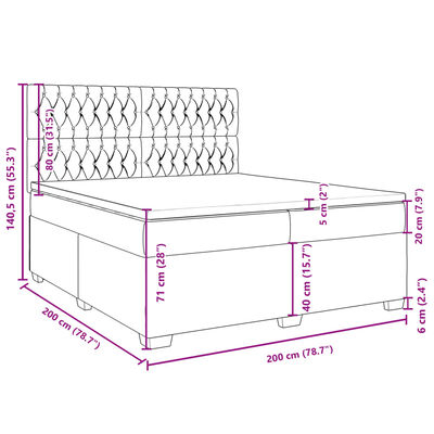 vidaXL Boxspringbett mit Matratze Schwarz 200x200 cm Samt