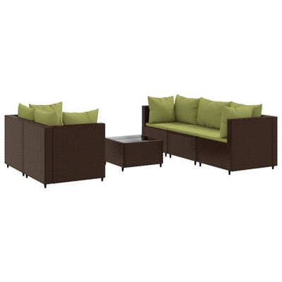 vidaXL 6-tlg. Garten-Lounge-Set mit Kissen Braun Poly Rattan