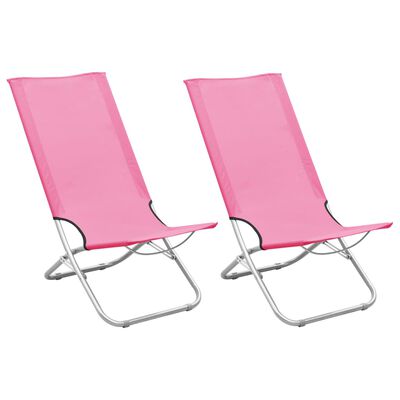 vidaXL Klappbare Strandstühle 2 Stk. Rosa Stoff