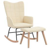 vidaXL Schaukelsessel mit Hocker Creme Stoff