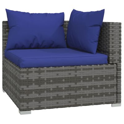 vidaXL 10-tlg. Garten-Lounge-Set mit Kissen Grau Poly Rattan