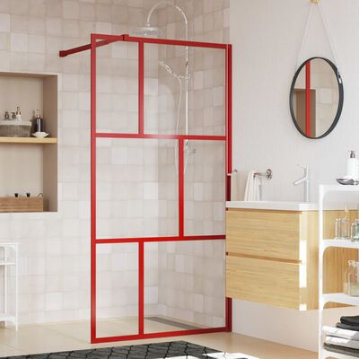 vidaXL Duschwand für Begehbare Dusche mit ESG Klarglas Rot 115x195 cm