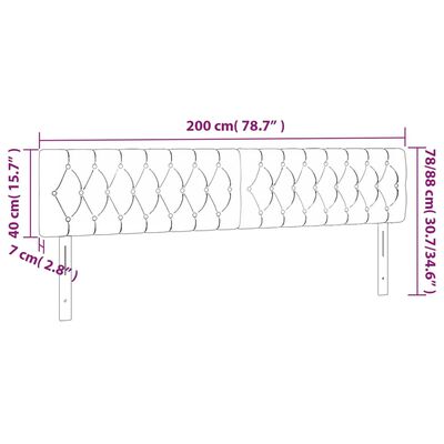 vidaXL LED Kopfteil Rosa 200x7x78/88 cm Samt