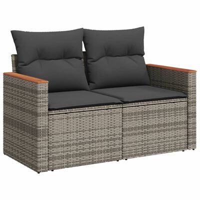 vidaXL 10-tlg. Garten-Sofagarnitur mit Kissen Grau Poly Rattan