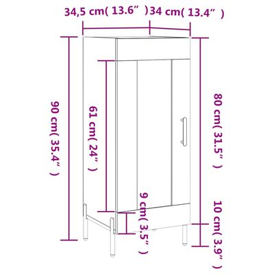 vidaXL Sideboard Weiß 34,5x34x90 cm Holzwerkstoff