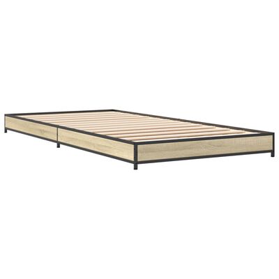 vidaXL Bettgestell Sonoma-Eiche 75x190 cm Holzwerkstoff und Metall